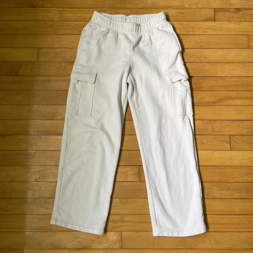 Aritzia Tna Cozy Fleece Mega Cargo Sweatpants Cream White 2XS High Rise Jogger